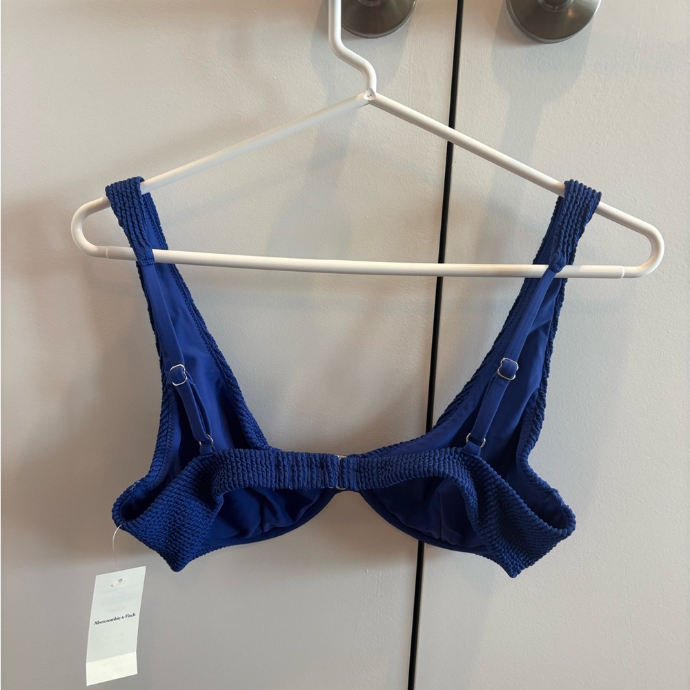 Abercrombie & Fitch Textured Navy Blue Bikini Top - Picture 2 of 3